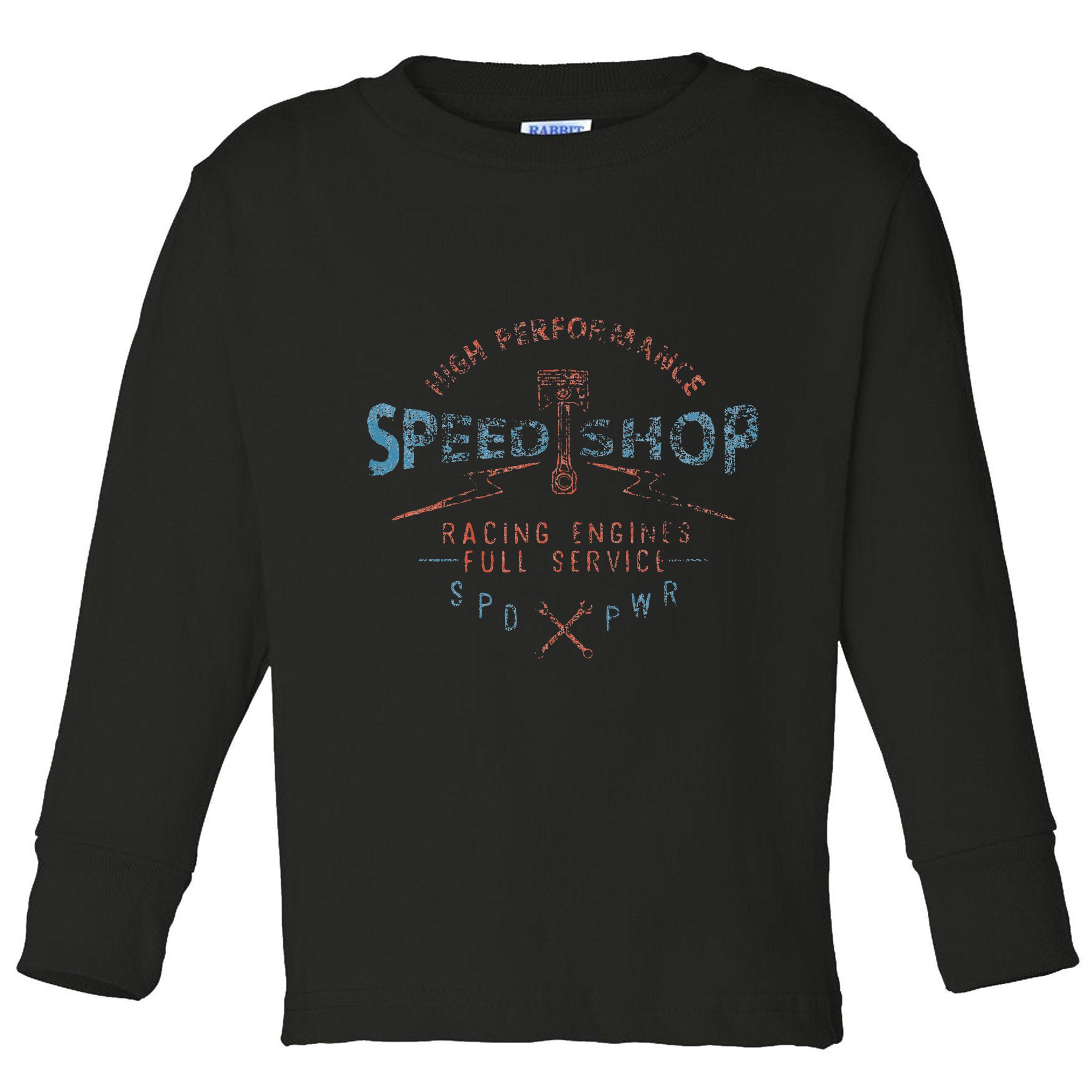 Trendy Graphic High Performance Speed Shop Toddler Long Sleeve Shirt