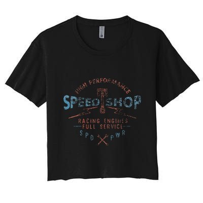 Trendy Graphic High Performance Speed Shop Crop Top