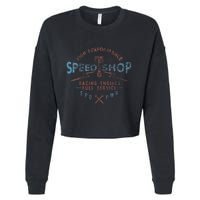 Trendy Graphic High Performance Speed Shop Cropped Pullover Crew