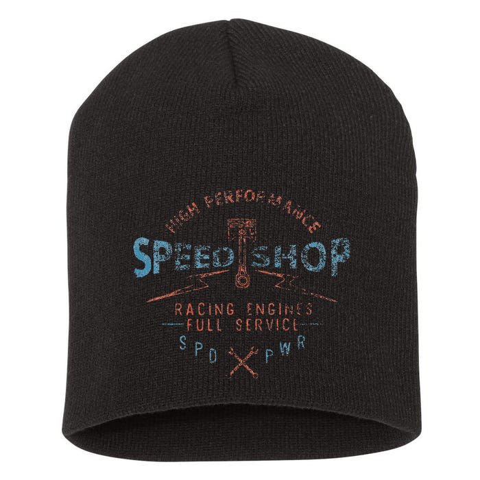 Trendy Graphic High Performance Speed Shop Short Acrylic Beanie