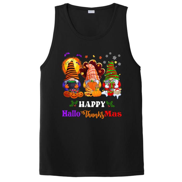 Three Gnomes Halloween Merry Christmas Happy Hallothanksmas PosiCharge Competitor Tank