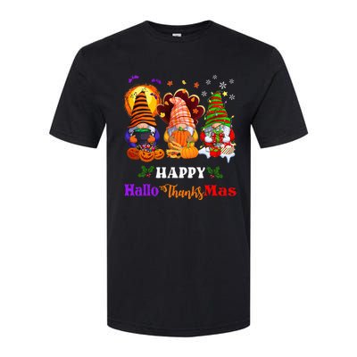 Three Gnomes Halloween Merry Christmas Happy Hallothanksmas Softstyle® CVC T-Shirt