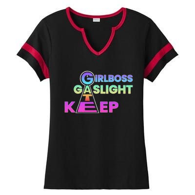 That Go Hard Girlboss Gaslight Gatekeep Trending Ladies Halftime Notch Neck Tee