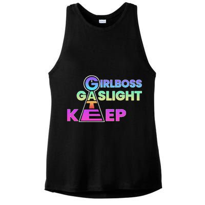 That Go Hard Girlboss Gaslight Gatekeep Trending Ladies PosiCharge Tri-Blend Wicking Tank