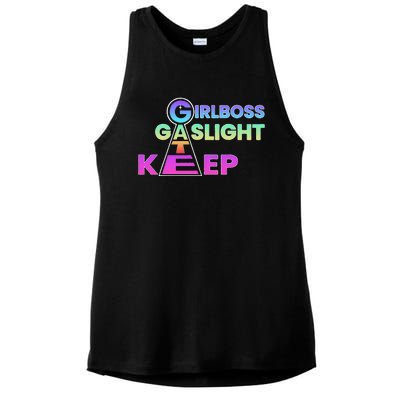 That Go Hard Girlboss Gaslight Gatekeep Trending Ladies PosiCharge Tri-Blend Wicking Tank