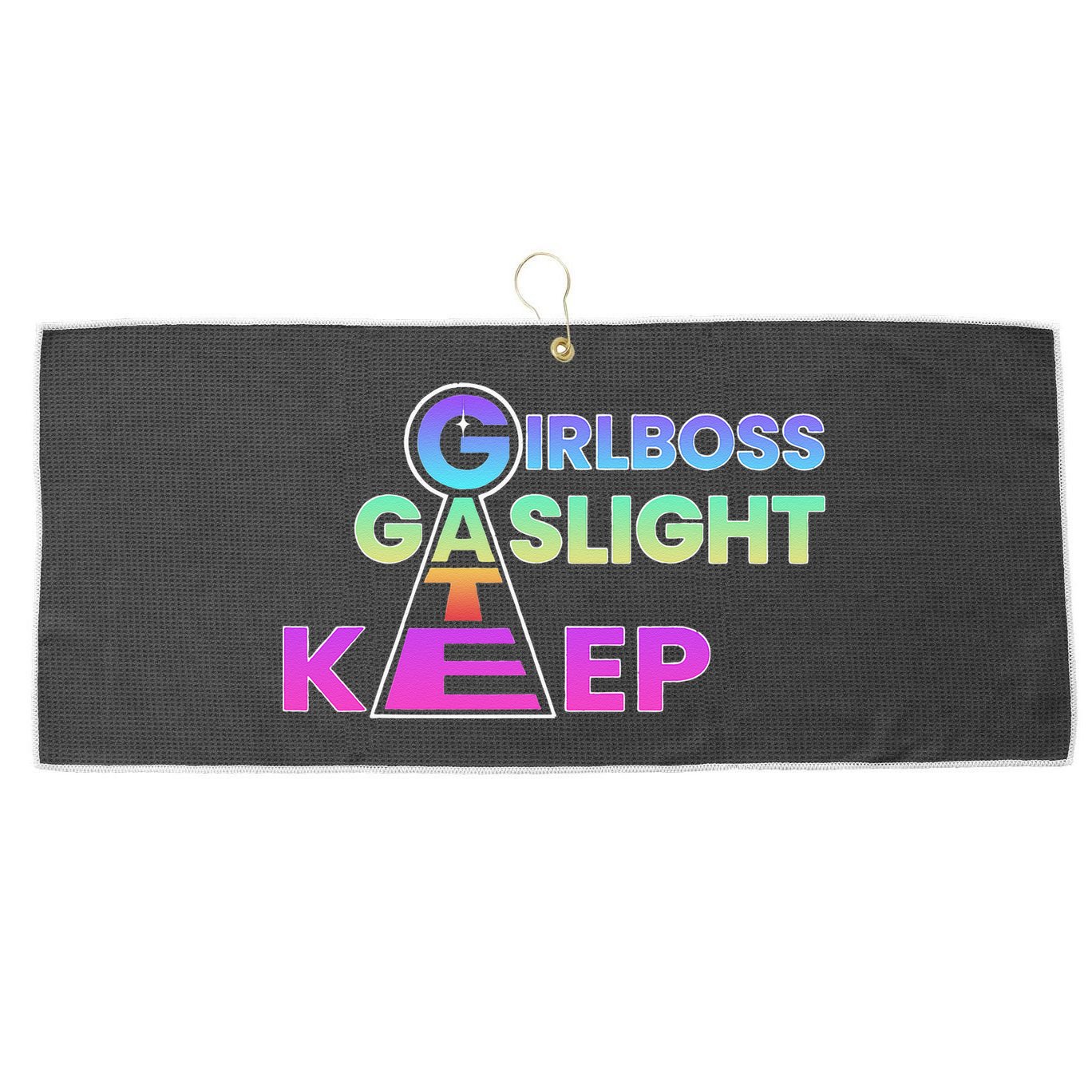 That Go Hard Girlboss Gaslight Gatekeep Trending Large Microfiber Waffle Golf Towel