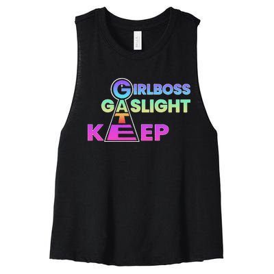 That Go Hard Girlboss Gaslight Gatekeep Trending Women's Racerback Cropped Tank