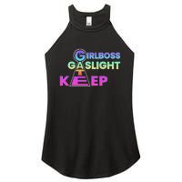 That Go Hard Girlboss Gaslight Gatekeep Trending Women's Perfect Tri Rocker Tank