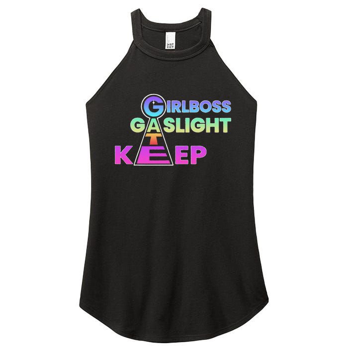 That Go Hard Girlboss Gaslight Gatekeep Trending Women's Perfect Tri Rocker Tank