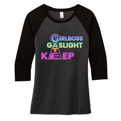 That Go Hard Girlboss Gaslight Gatekeep Trending Women's Tri-Blend 3/4-Sleeve Raglan Shirt