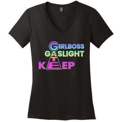 That Go Hard Girlboss Gaslight Gatekeep Trending Women's V-Neck T-Shirt