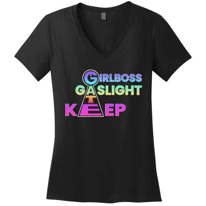 That Go Hard Girlboss Gaslight Gatekeep Trending Women's V-Neck T-Shirt