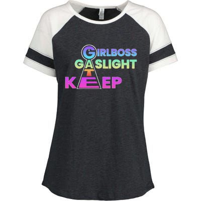 That Go Hard Girlboss Gaslight Gatekeep Trending Enza Ladies Jersey Colorblock Tee