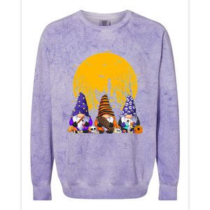 Three Gnomes Happy Halloween Fall Candy Corn Pumpkin Colorblast Crewneck Sweatshirt