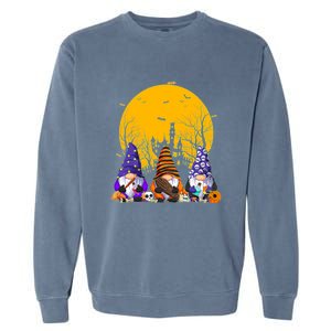 Three Gnomes Happy Halloween Fall Candy Corn Pumpkin Garment-Dyed Sweatshirt