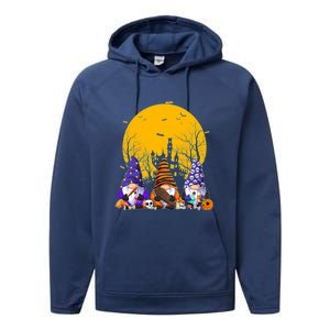 Three Gnomes Happy Halloween Fall Candy Corn Pumpkin Performance Fleece Hoodie