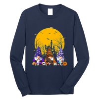 Three Gnomes Happy Halloween Fall Candy Corn Pumpkin Long Sleeve Shirt