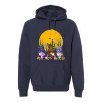 Three Gnomes Happy Halloween Fall Candy Corn Pumpkin Premium Hoodie