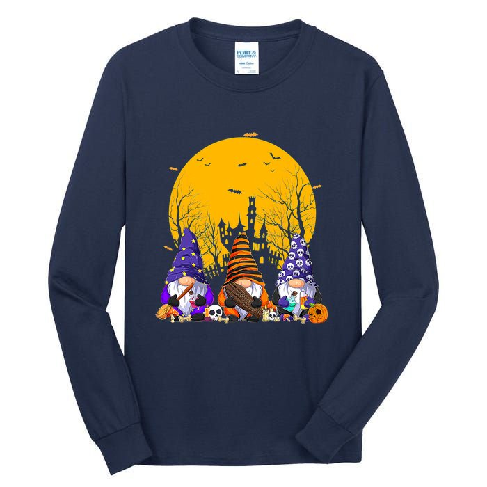 Three Gnomes Happy Halloween Fall Candy Corn Pumpkin Tall Long Sleeve T-Shirt