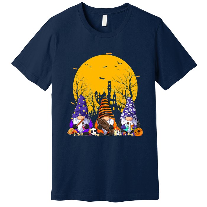 Three Gnomes Happy Halloween Fall Candy Corn Pumpkin Premium T-Shirt