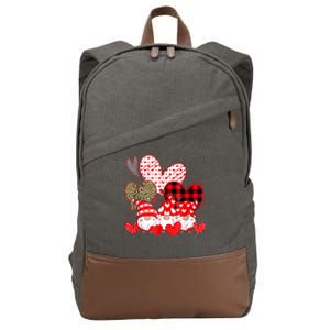 Three Gnomes Holding Hearts Valentines Day Gifts For Her Cotton Canvas Backpack