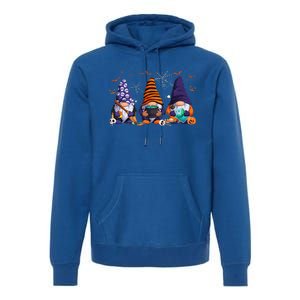 Three Gnomes Happy Halloween Fall Candy Corn Pumpkin Premium Hoodie