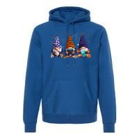 Three Gnomes Happy Halloween Fall Candy Corn Pumpkin Premium Hoodie