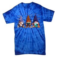 Three Gnomes Happy Halloween Fall Candy Corn Pumpkin Tie-Dye T-Shirt