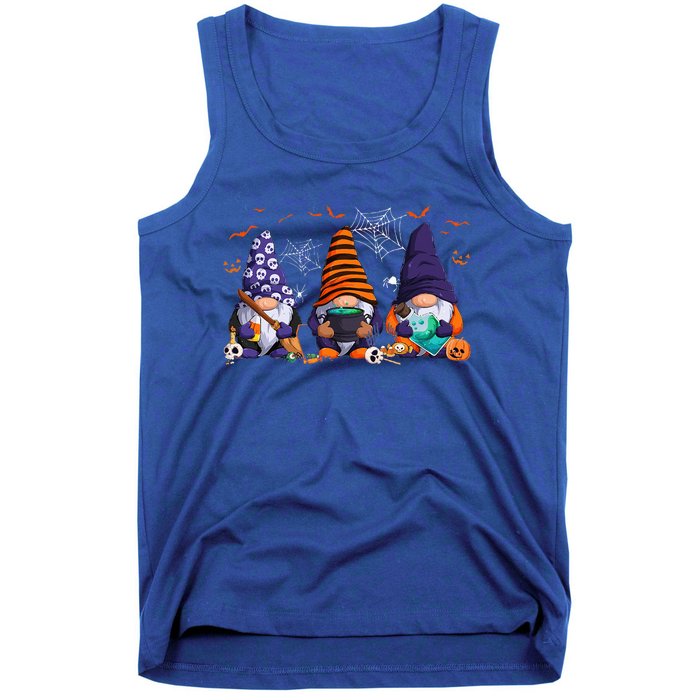 Three Gnomes Happy Halloween Fall Candy Corn Pumpkin Tank Top