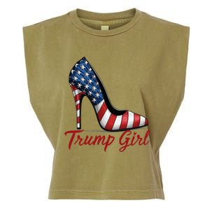 Trump Girl High Heel Stilettos American Flag Trump 2024 Garment-Dyed Women's Muscle Tee