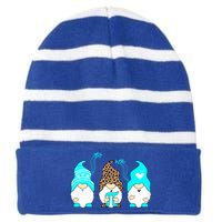 Three Gnomes Happy Pi Day Math Lovers Teacher Great Gift Striped Beanie with Solid Band