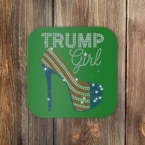 Trump Girl High Heel Faux Rhinestone Us Flag Vote Coaster