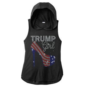 Trump Girl High Heel Faux Rhinestone Us Flag Vote Trump 2024 Ladies PosiCharge Tri-Blend Wicking Draft Hoodie Tank