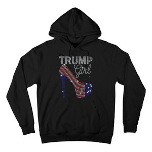 Trump Girl High Heel Faux Rhinestone Us Flag Vote Trump 2024 Hoodie