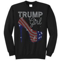 Trump Girl High Heel Faux Rhinestone Us Flag Vote Trump 2024 Sweatshirt