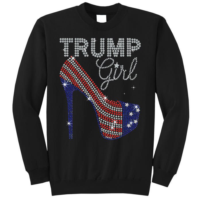 Trump Girl High Heel Faux Rhinestone Us Flag Vote Trump 2024 Sweatshirt