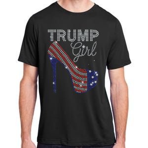 Trump Girl High Heel Faux Rhinestone Us Flag Vote Trump 2024 Adult ChromaSoft Performance T-Shirt