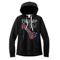 Trump Girl High Heel Faux Rhinestone Us Flag Vote Trump 2024 Women's Fleece Hoodie