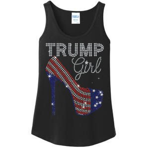 Trump Girl High Heel Faux Rhinestone Us Flag Vote Trump 2024 Ladies Essential Tank