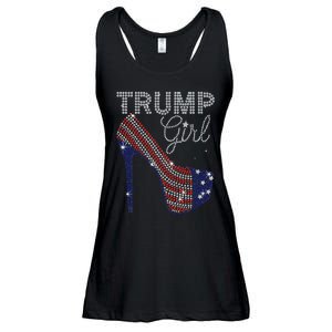 Trump Girl High Heel Faux Rhinestone Us Flag Vote Trump 2024 Ladies Essential Flowy Tank