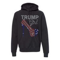 Trump Girl High Heel Faux Rhinestone Us Flag Vote Trump 2024 Premium Hoodie