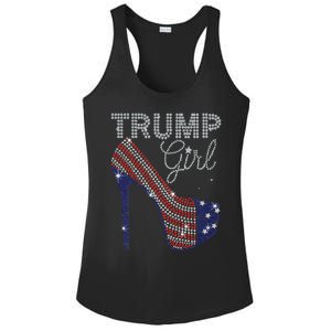 Trump Girl High Heel Faux Rhinestone Us Flag Vote Trump 2024 Ladies PosiCharge Competitor Racerback Tank