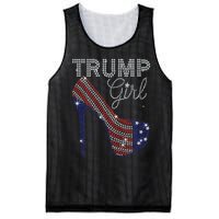 Trump Girl High Heel Faux Rhinestone Us Flag Vote Trump 2024 Mesh Reversible Basketball Jersey Tank