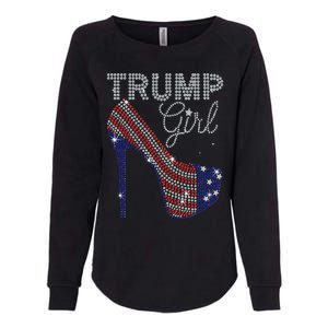 Trump Girl High Heel Faux Rhinestone Us Flag Vote Trump 2024 Womens California Wash Sweatshirt