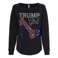 Trump Girl High Heel Faux Rhinestone Us Flag Vote Trump 2024 Womens California Wash Sweatshirt