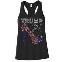 Trump Girl High Heel Faux Rhinestone Us Flag Vote Trump 2024 Women's Racerback Tank