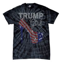 Trump Girl High Heel Faux Rhinestone Us Flag Vote Trump 2024 Tie-Dye T-Shirt