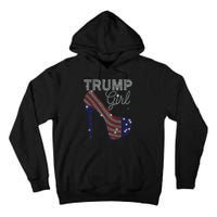 Trump Girl High Heel Faux Rhinestone Us Flag Vote Trump 2024 Tall Hoodie