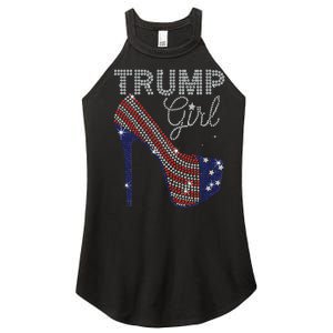 Trump Girl High Heel Faux Rhinestone Us Flag Vote Trump 2024 Women's Perfect Tri Rocker Tank