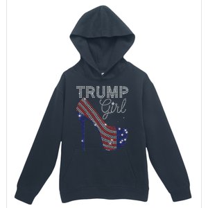 Trump Girl High Heel Faux Rhinestone Us Flag Vote Trump 2024 Urban Pullover Hoodie